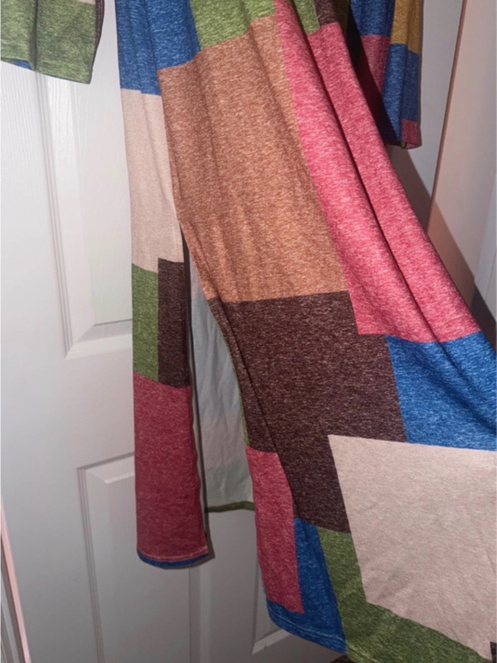 Women's Multicolor Block-Pattern Open-Front Cardigan - Picture 2 of 3